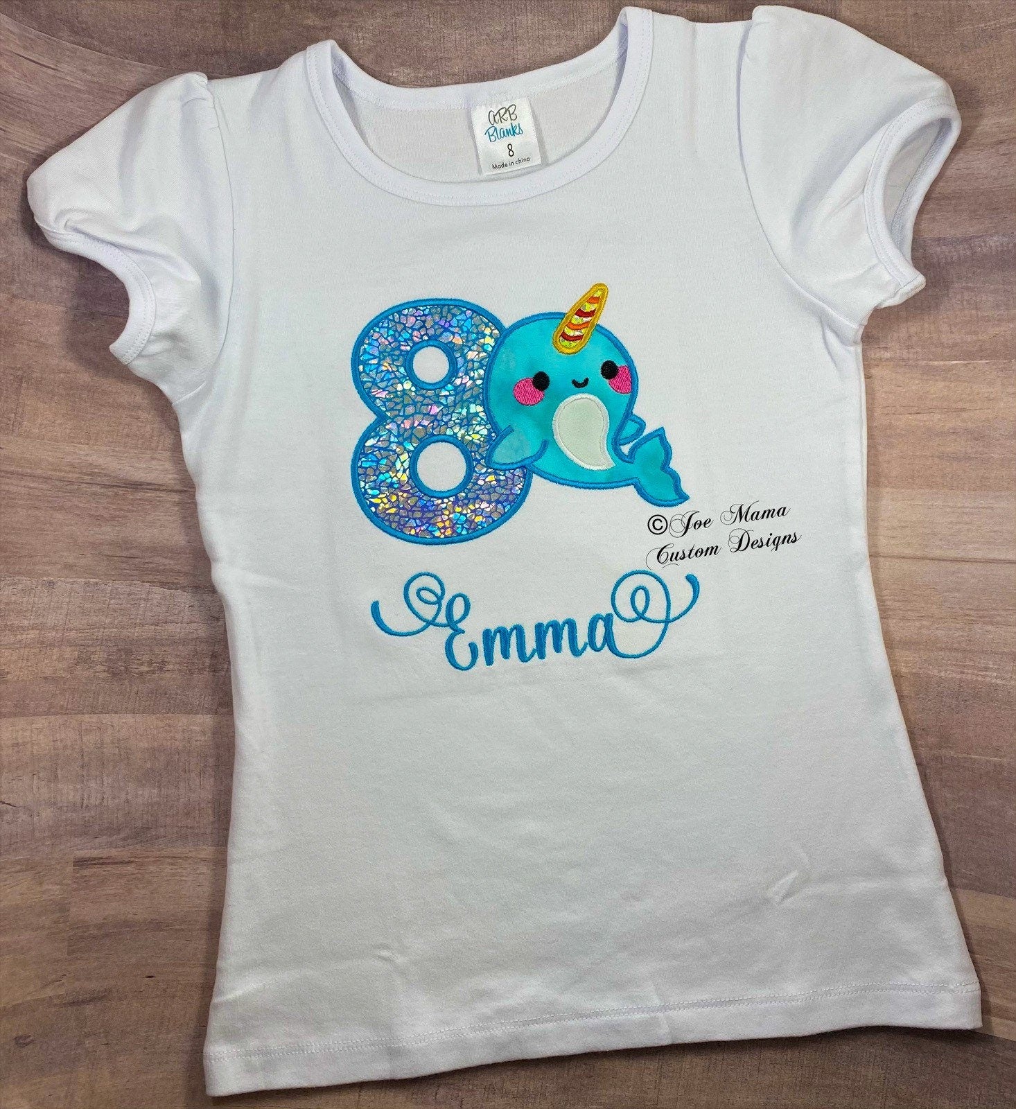 Narwhal, Narwhal Birthday Shirt, Birthday Shirt, Custom Shirt, Kids Shirt, Birthday Party Shirt, Embroidery Shirt, Custom Birthday Shirt