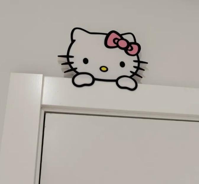 Cute Kitty Over Door or Shelf Sign (Hot pink bow shown)