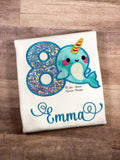 Narwhal, Narwhal Birthday Shirt, Birthday Shirt, Custom Shirt, Kids Shirt, Birthday Party Shirt, Embroidery Shirt, Custom Birthday Shirt