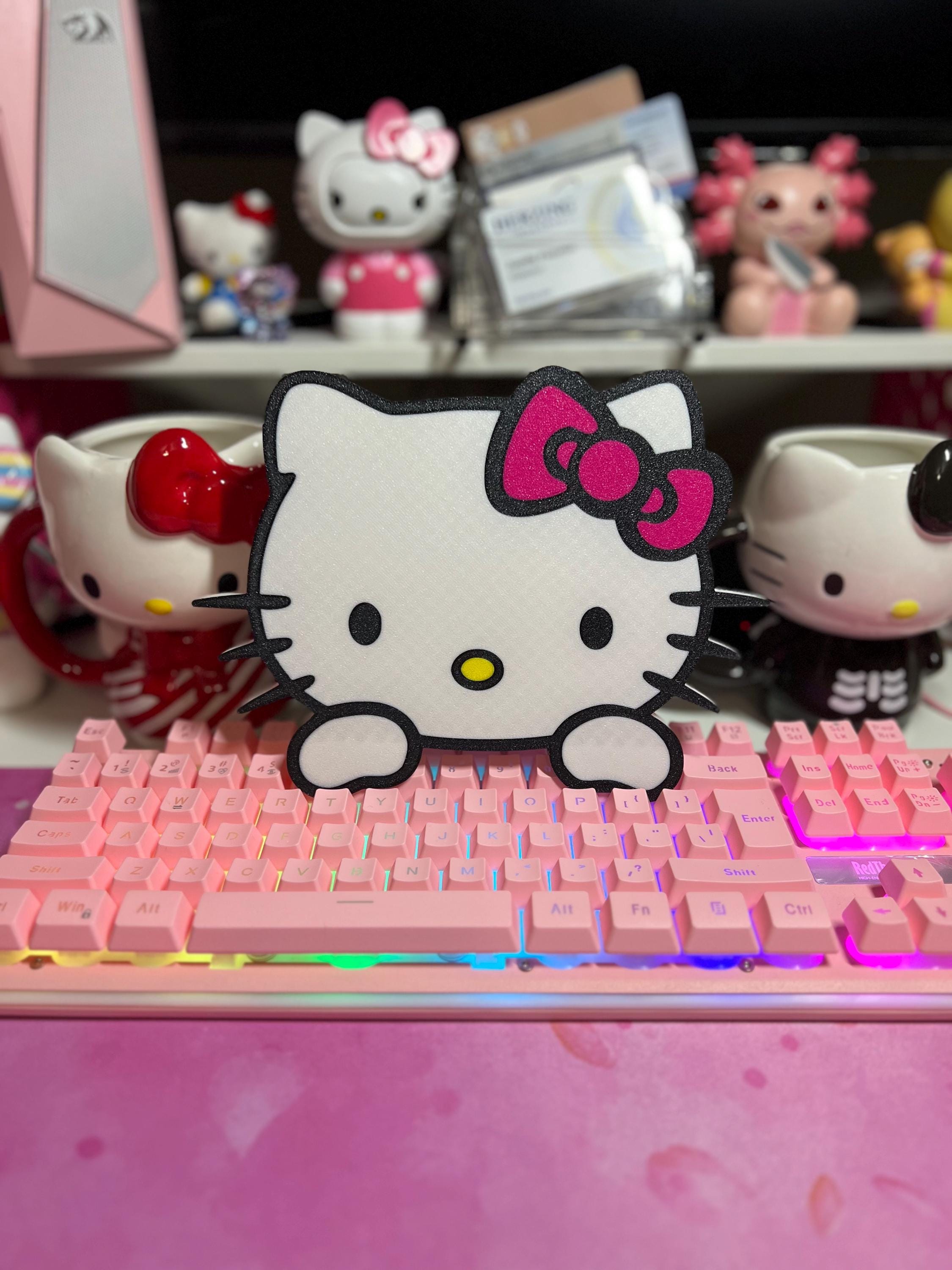 Cute Kitty Over Door or Shelf Sign (Hot pink bow shown)