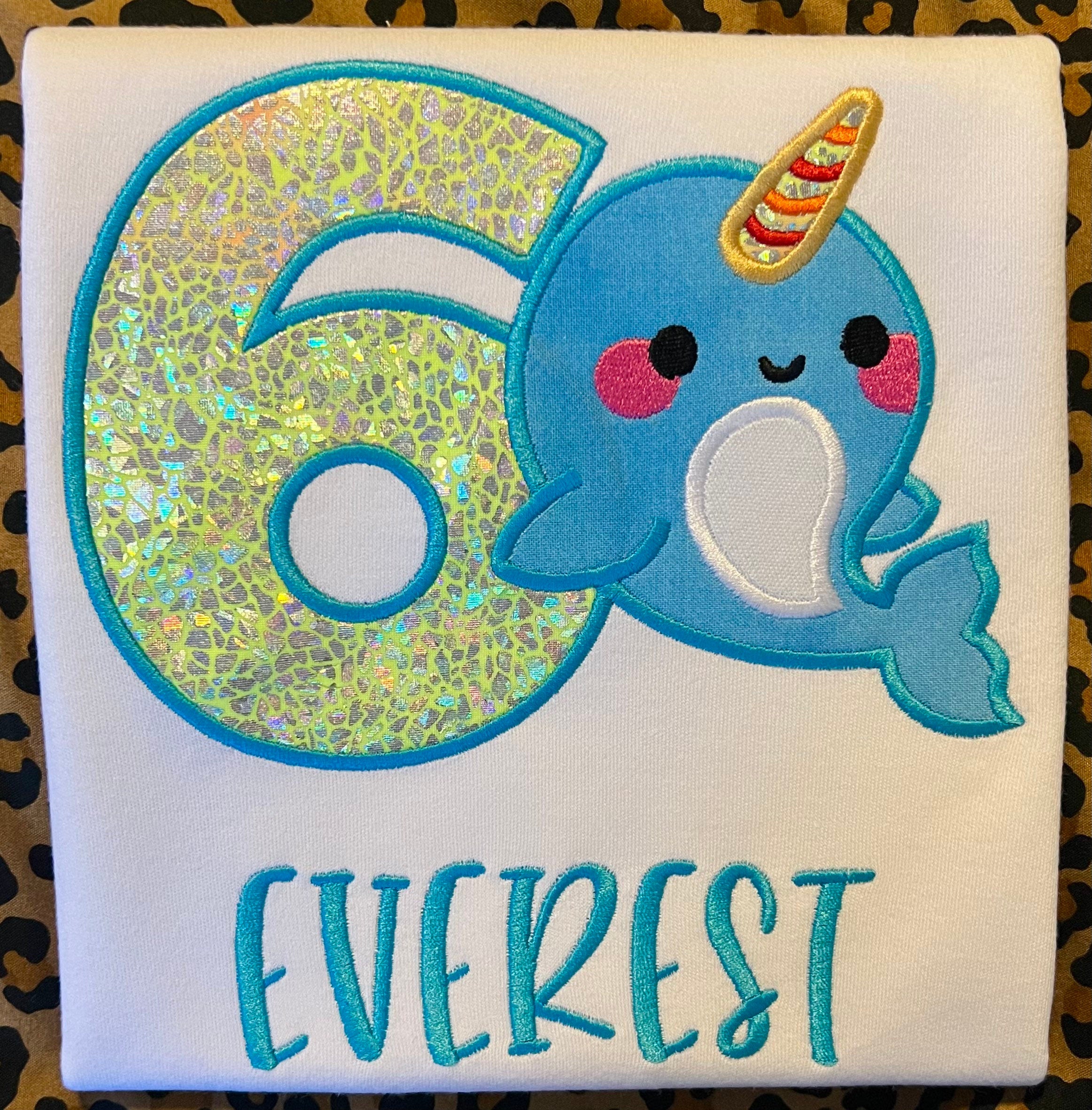 Narwhal, Narwhal Birthday Shirt, Birthday Shirt, Custom Shirt, Kids Shirt, Birthday Party Shirt, Embroidery Shirt, Custom Birthday Shirt
