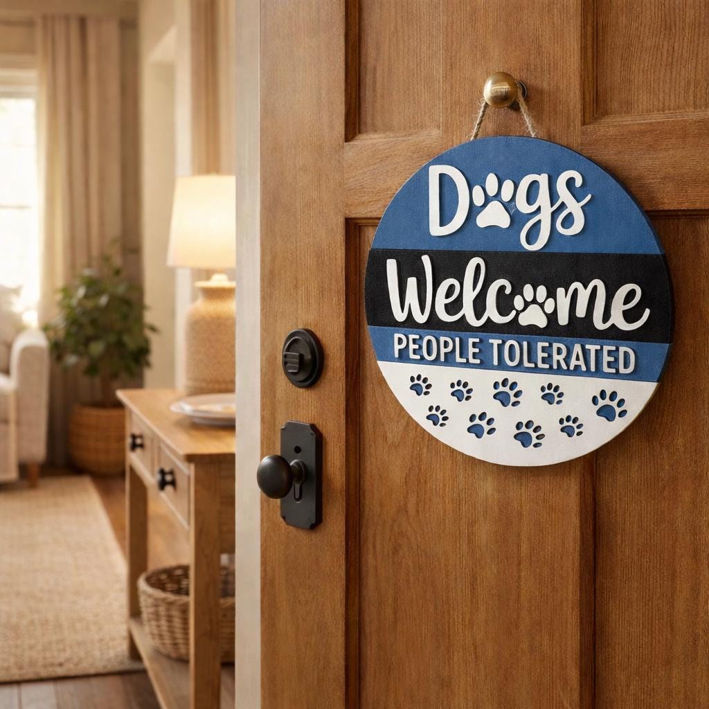 Dog Sign / Dogs Welcome People Tolerated