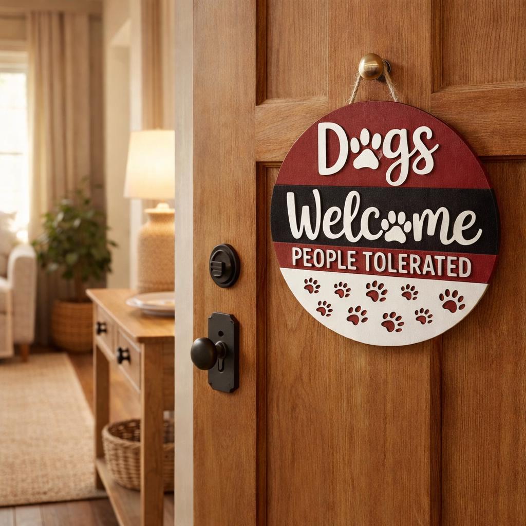 Dog Sign / Dogs Welcome People Tolerated