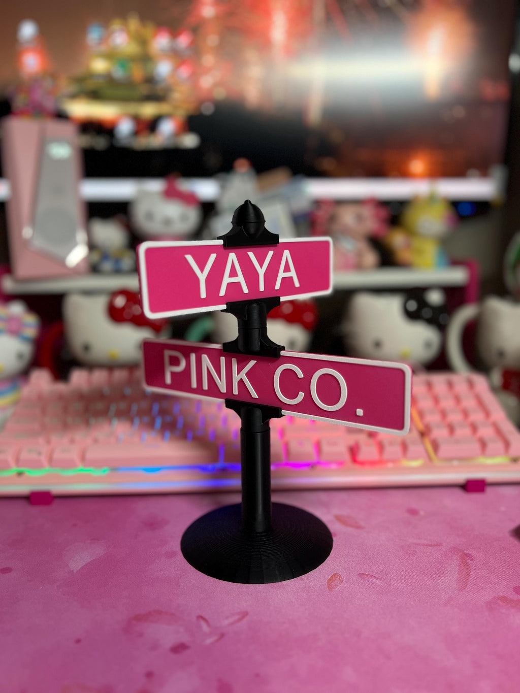 Mini Custom Street Sign: YAYA PINK CO. Desk Nameplate