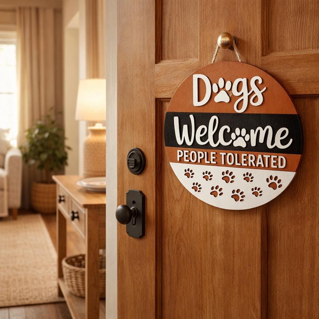 Dog Sign / Dogs Welcome People Tolerated