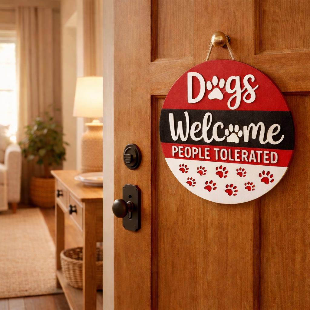 Dog Sign / Dogs Welcome People Tolerated