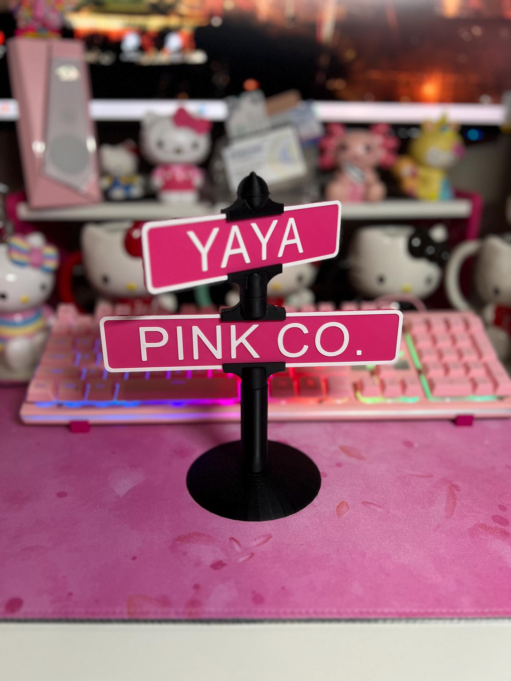 Mini Custom Street Sign: YAYA PINK CO. Desk Nameplate