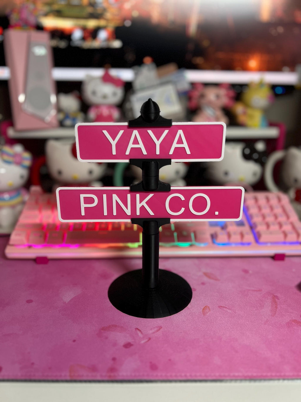 Mini Custom Street Sign: YAYA PINK CO. Desk Nameplate